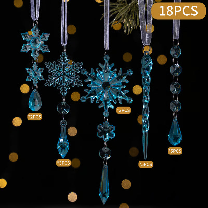 🎄Winter New Year Party Supplies Set - Crystal Snowflake Ornaments For Christmas Tree🎅