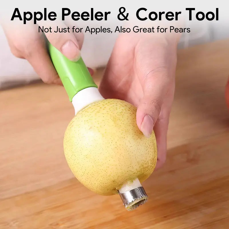 2 in 1 Apple Corer and Peeler, Apple Core Removal Tool, Stainless Steel Fruit Corer, Apple Seed Remover for Cored Apples, Pears, Bell Peppers and Cakes, Kitchen Gadget for Fruit and Vegetable