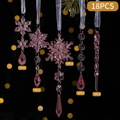 🎄Winter New Year Party Supplies Set - Crystal Snowflake Ornaments For Christmas Tree🎅