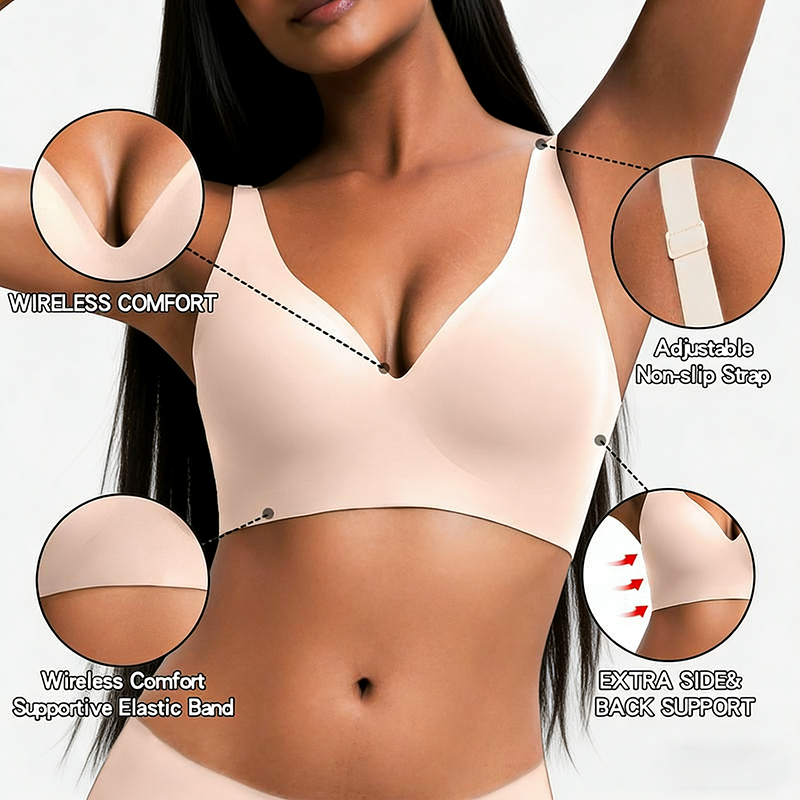 Wireless Womens Comfortable Wireless Bras Push Up Bralettes Seamless Tshirts Bras Deep V