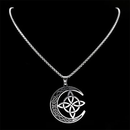 🔥Final 3 Hours: 80% OFF - Celtic Knot Crescent Steel Pendant Necklace