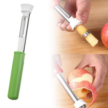 2 in 1 Apple Corer and Peeler, Apple Core Removal Tool, Stainless Steel Fruit Corer, Apple Seed Remover for Cored Apples, Pears, Bell Peppers and Cakes, Kitchen Gadget for Fruit and Vegetable