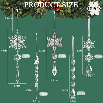 🎄Winter New Year Party Supplies Set - Crystal Snowflake Ornaments For Christmas Tree🎅