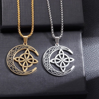 🔥Final 3 Hours: 80% OFF - Celtic Knot Crescent Steel Pendant Necklace