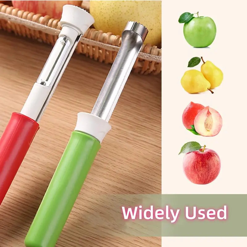 2 in 1 Apple Corer and Peeler, Apple Core Removal Tool, Stainless Steel Fruit Corer, Apple Seed Remover for Cored Apples, Pears, Bell Peppers and Cakes, Kitchen Gadget for Fruit and Vegetable