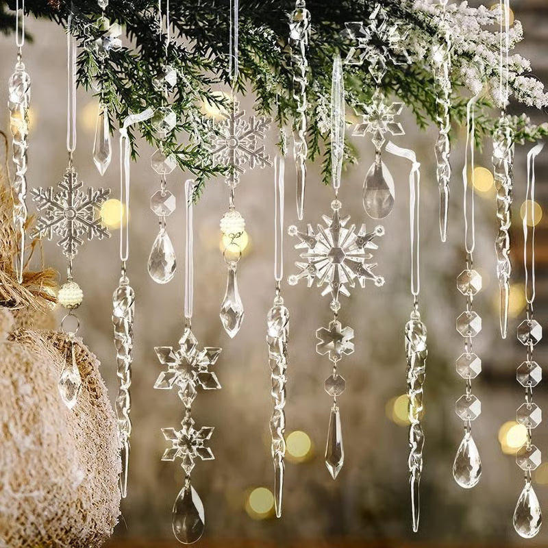 🎄Winter New Year Party Supplies Set - Crystal Snowflake Ornaments For Christmas Tree🎅
