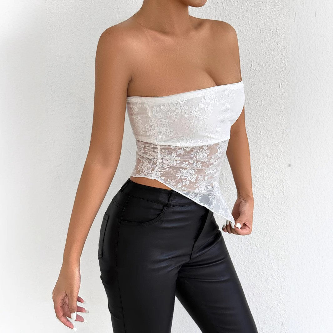 Off-Shoulder Lace Bandeau Women's T-Shirt