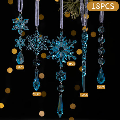 🎄Winter New Year Party Supplies Set - Crystal Snowflake Ornaments For Christmas Tree🎅