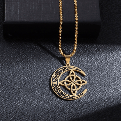 🔥Final 3 Hours: 80% OFF - Celtic Knot Crescent Steel Pendant Necklace