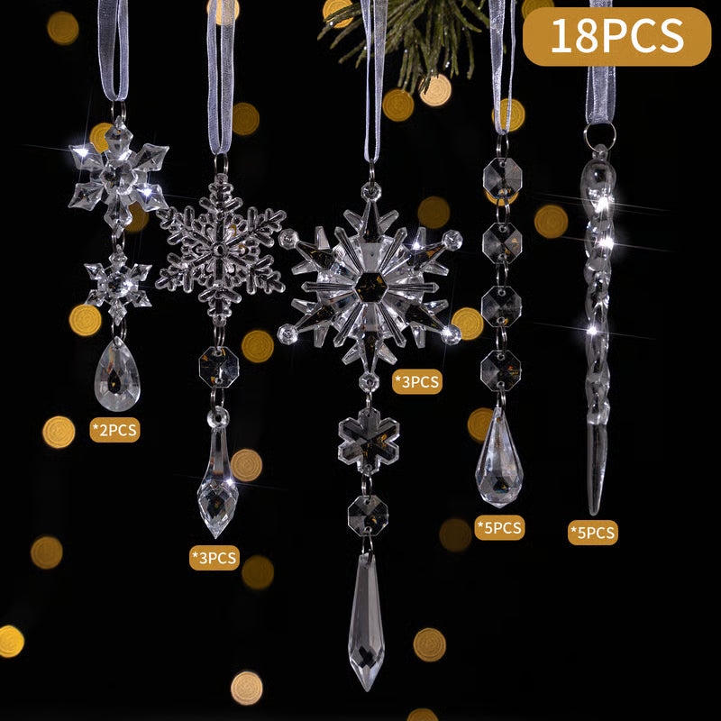 🎄Winter New Year Party Supplies Set - Crystal Snowflake Ornaments For Christmas Tree🎅