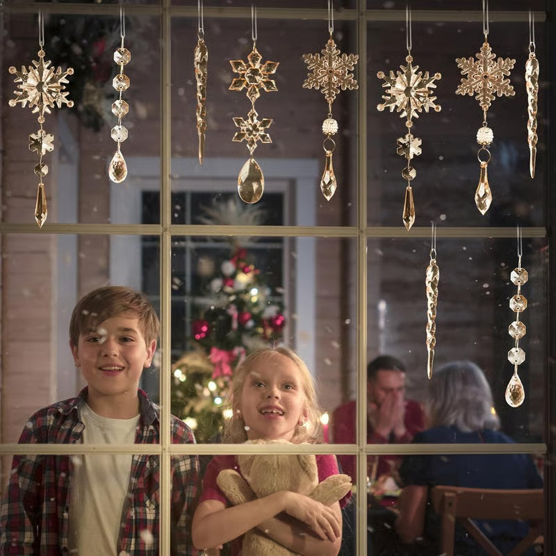 🎄Winter New Year Party Supplies Set - Crystal Snowflake Ornaments For Christmas Tree🎅