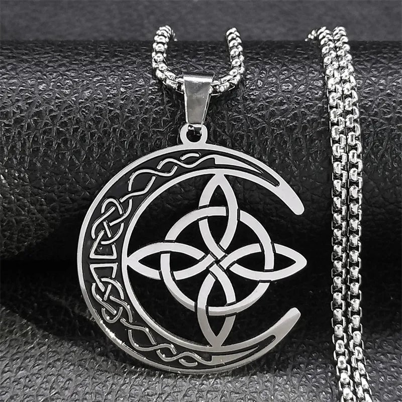 🔥Final 3 Hours: 80% OFF - Celtic Knot Crescent Steel Pendant Necklace